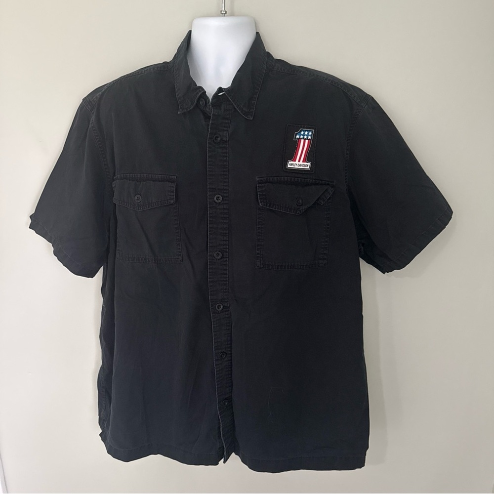 Harley-Davidson Mens Black One Logo Button Down Shirt - 2XL
